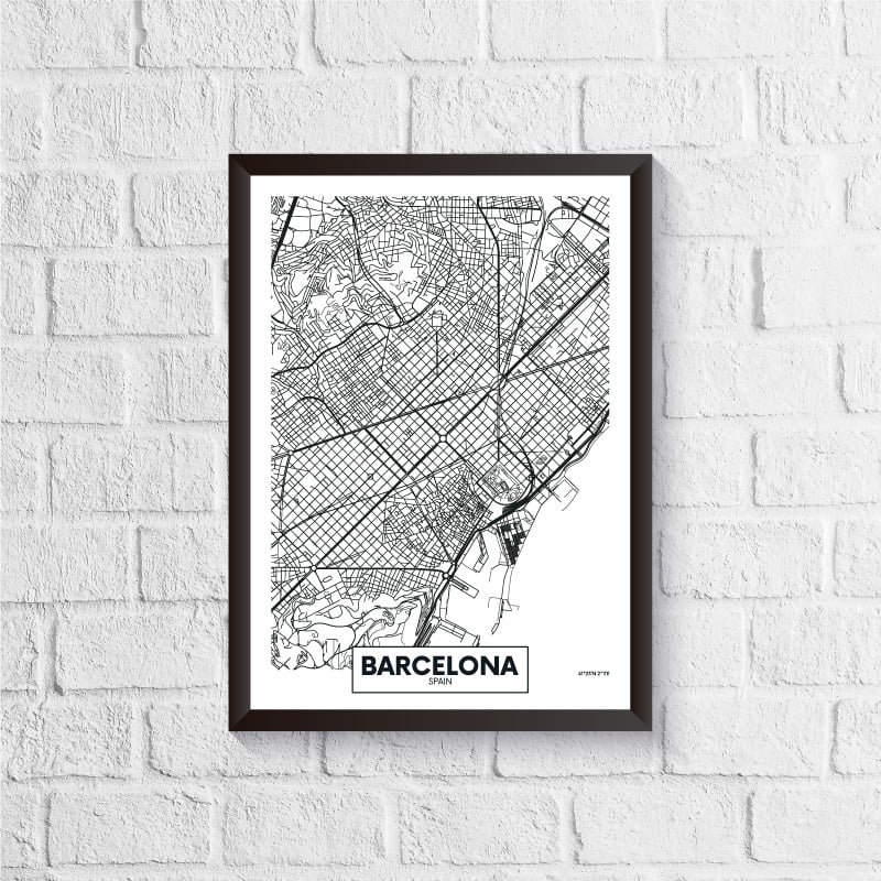 Quadro Mapa - Barcelona